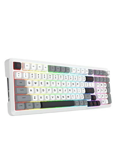 كيبورد جيمنج Redragon K688WGL-RGB-PRO ميكانيكال 98 مفتاح أبيض وأسود