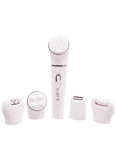 ENZO 5 in 1 painless hair removal device with a massager to relieve pain after hair removal. An easy and practical women's shaving machine that also contains a cleaning brush and a callus remover for soft and supple skin, model EN-0104.