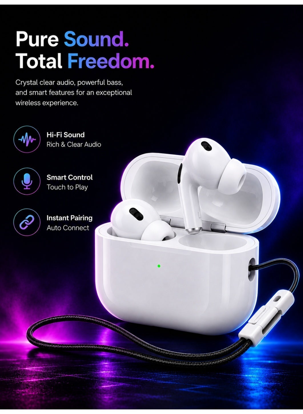 K-25 Pro2 Wireless Bluetooth Earbuds – Bluetooth 5.0, Intelligent Noise Reduction, Siri Support, Type-C Charging Case, U