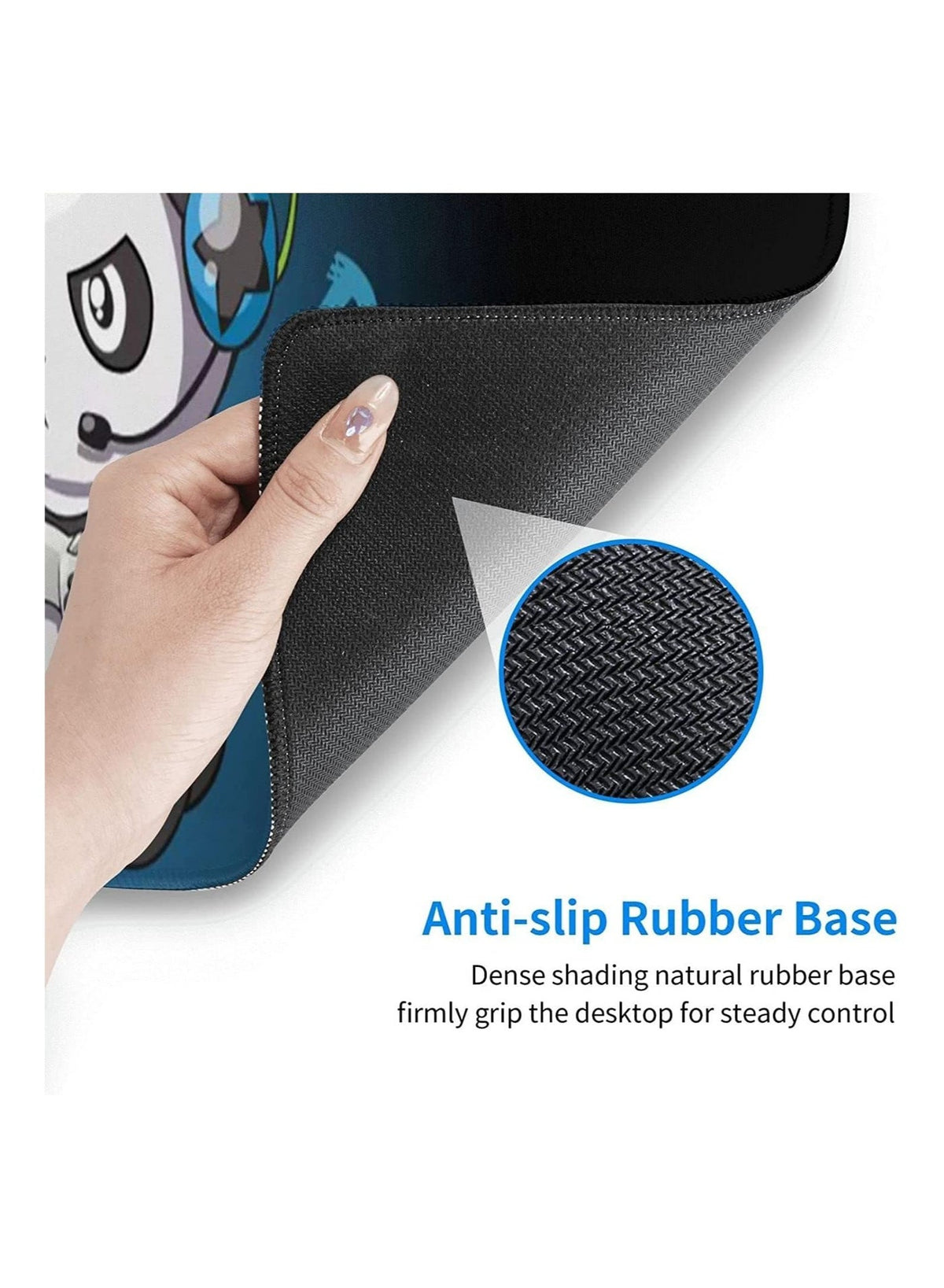 Gaming Mouse Pad Size - DJ PANDA - Stitched Edges Anti-slip rubber base - Optimized for all mouse sensitivities and sens