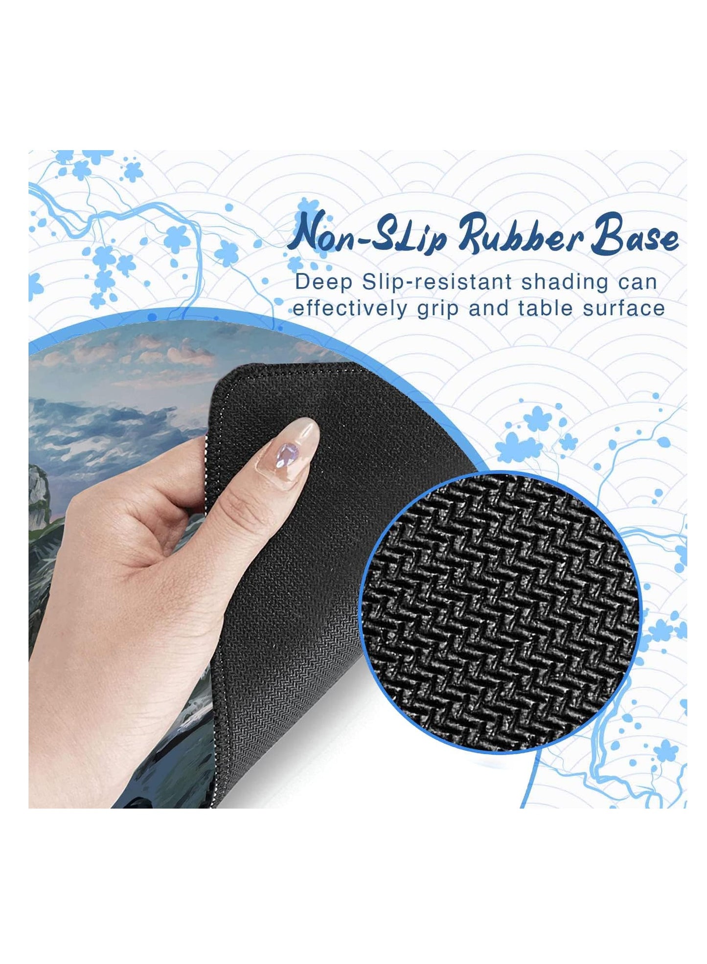 Large Japanese Mouse Pad ( 80x30x2mm ), HD Printing Style Desk Mat, Mouse and Keyboard Pad Extended, Water Proof Fabric Surface Mouse Pads for Desk, Anti-Slip Rubber Base (Hills Mountain Sakura)