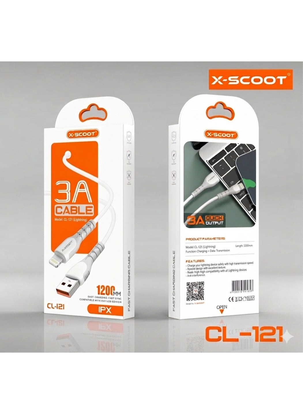كابل شحن سريع X-SCOOT LIGHTNING منفذ