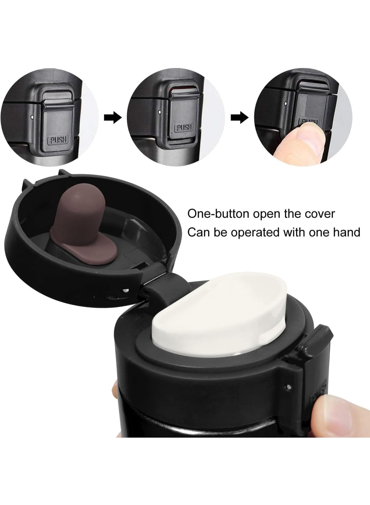 Insulated Travel Coffee Mug 300ml , Double Wall Vacuum Stainless Steel Tumbler with One-Click Leak Proof Lid, Hot & Cold