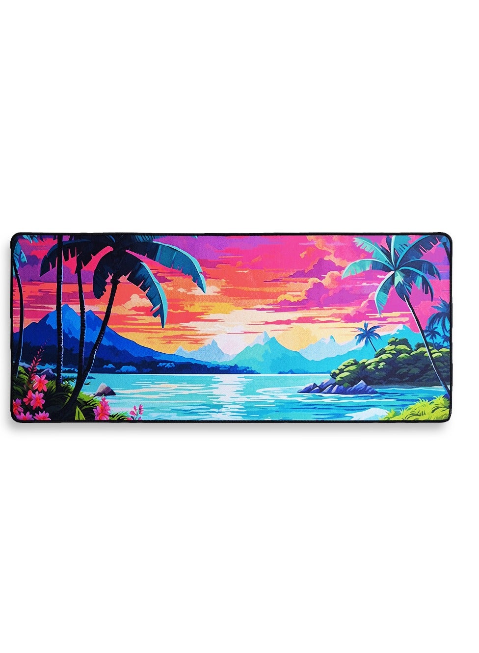 Gaming Mouse Pad, tropical island Large Extended Desk Mat, Large Desk Pad for Computer Keyboard, Mouse Pad with Stitched