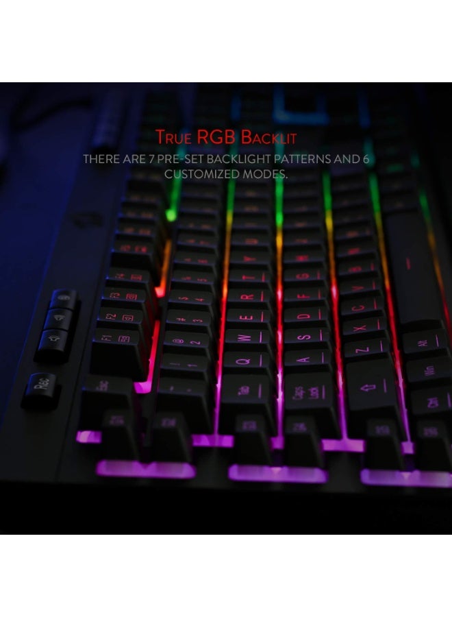 K512-RGB-1 104 Keys Replacement Keycaps Set with Multimedia Keys for Mechanical Keyboard, Premium Black PBT Keycaps for 