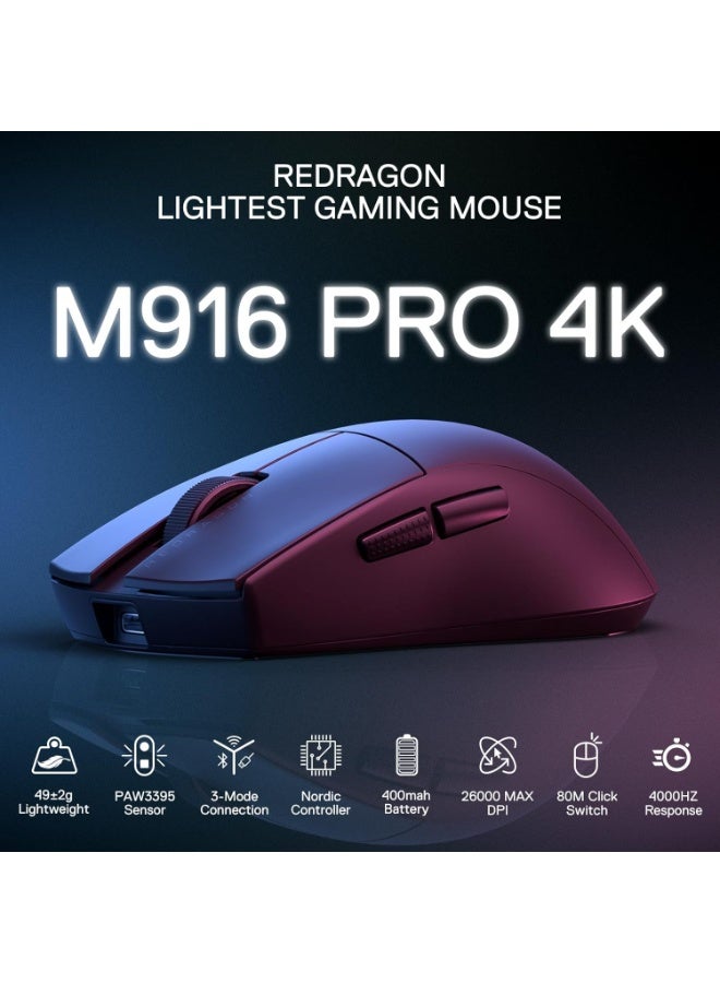 ماوس جيمنج Redragon M916 PRO 4K K1NG Wireless خفيف جداً أسود