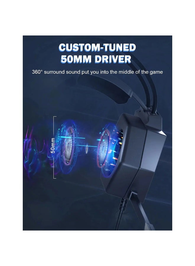 X20 Wired Professional Gaming Headset with Noise Cancelling Microphone , RGB Lighting, 50mm Precision Drivers, 3.5mm con