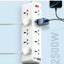 SC10610C Universal Power Strip with 10 AC Outlets & 6 USB Ports (33W PD + QC3.0), 2500W Surge Protection Extension Socke