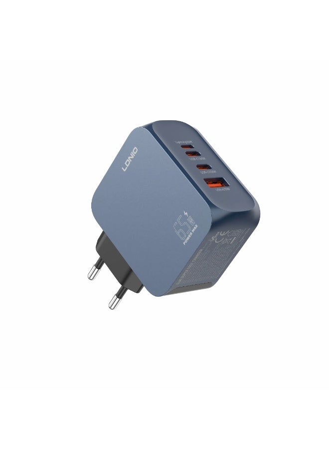 65W PD Super Fast Wall Charger with Dual USB-C, USB-A and Lightning Ports, Power Delivery PPS Fast Charging Adapter for 