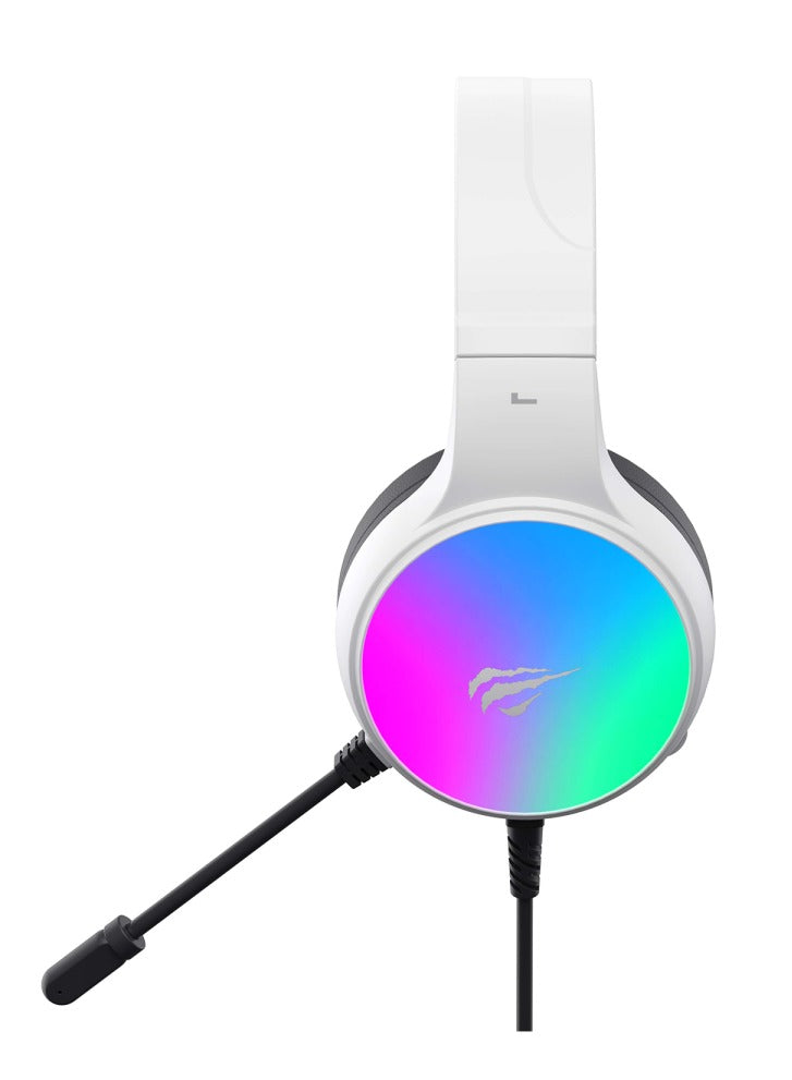 havit Gaming Headphone (RGB) , Model H2043U White , 50MM Dynamic unit, Surround Sound Wired (3.5mm audio +1.7 USB) , Headphone With Noise Cancelling Microphone & In-Line Volume Control for pc and lap top , home , office and perssonal use