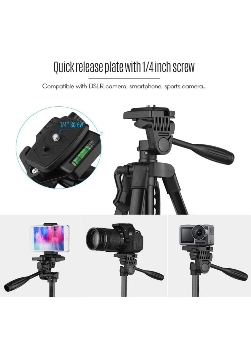 Black Lightweight Tripod 3366 Aluminium Tripod Stand, Mobile and Cameras , Extendable , 360 degree rotatable , compatible with the majority of the devices like SLR, DSLR, DVR and Video Cameras, Smartphones