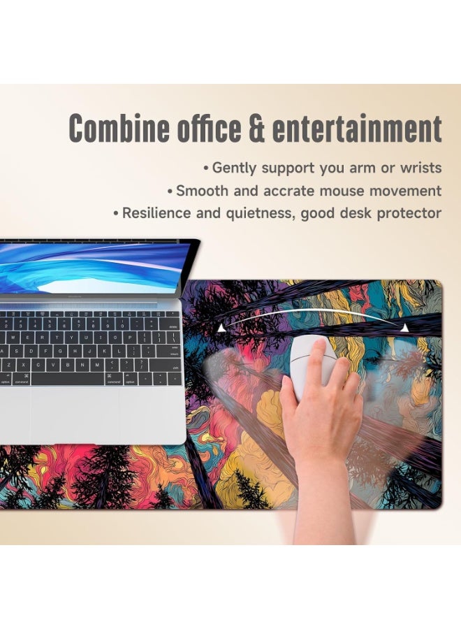 Starry Forest 1 Mouse Pad Extended Gaming Mouse Pad with Stitched Edges 70×30cm XL Desk Mat for Gaming, Office, Keyboard