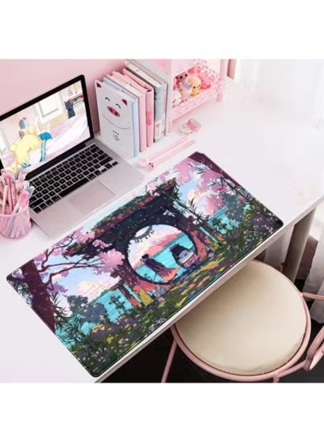 Pink Japan Desk Pad Anime Gaming Green Mouse Pad Large Mouse Pad For Desk Computer Pc Laptop Office Decor For Women, Ani