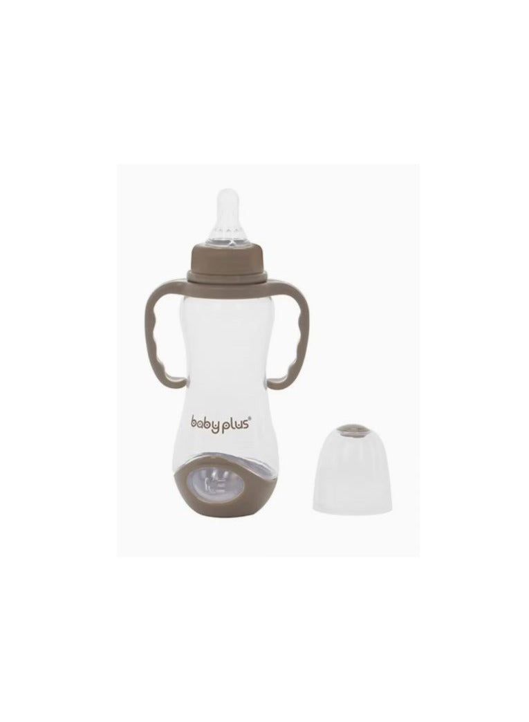 BABY PLUS Baby Feeding Bottle With Innovative Valve Design And Unique Shape 225 ml - Brown