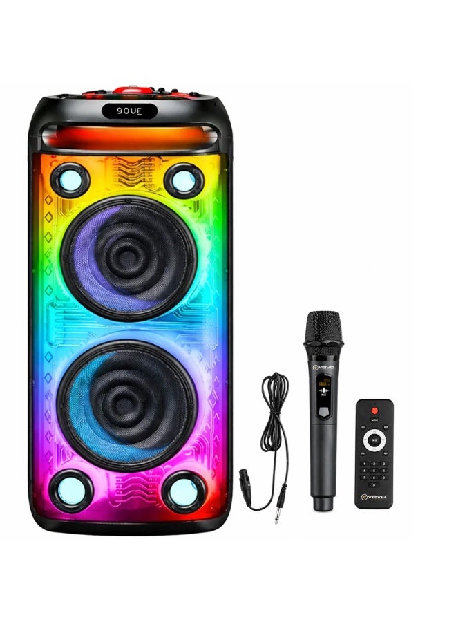 V-2880 Portable Bluetooth Speaker, Double 8-Inch Wireless Party Speaker with Powerful Bass, Rechargeable Karaoke Speaker