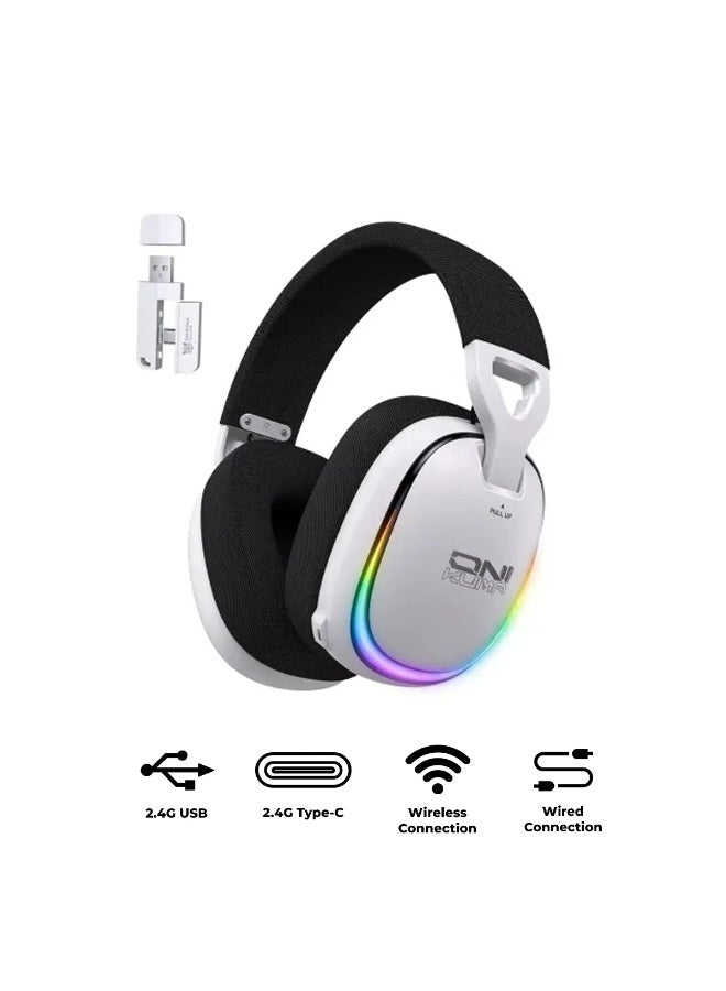 GT805 4-Mode RGB Gaming Headset – 2.4GHz USB, 2.4GHz Type-C, Bluetooth 5.4 & Wired, 50mm Stereo Drivers, Virtual Surroun