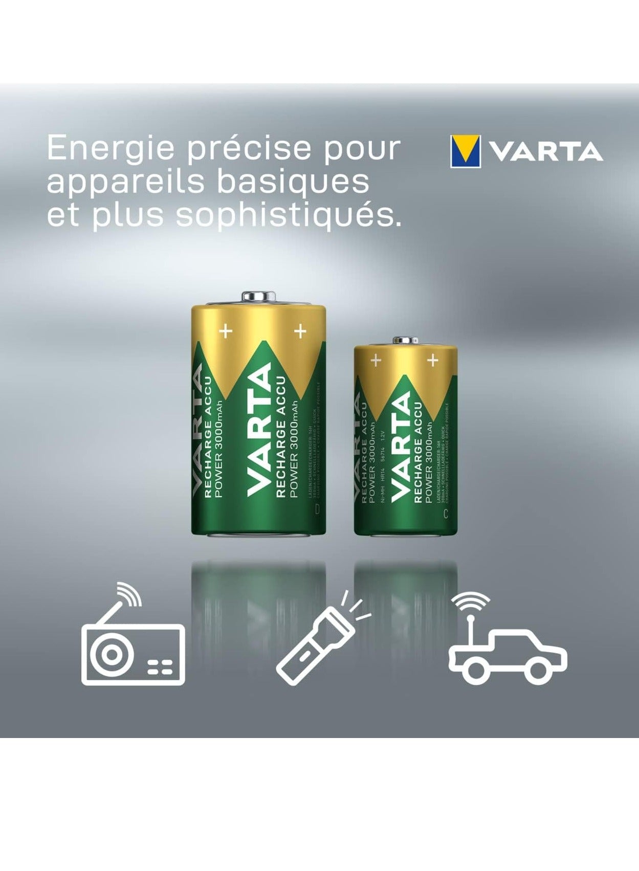 Varta  Rechargeable ACCU Power Batteries , Ni-MH (2-Pack, 3000 mAh) - Pre-charged 1.2V , ready to use