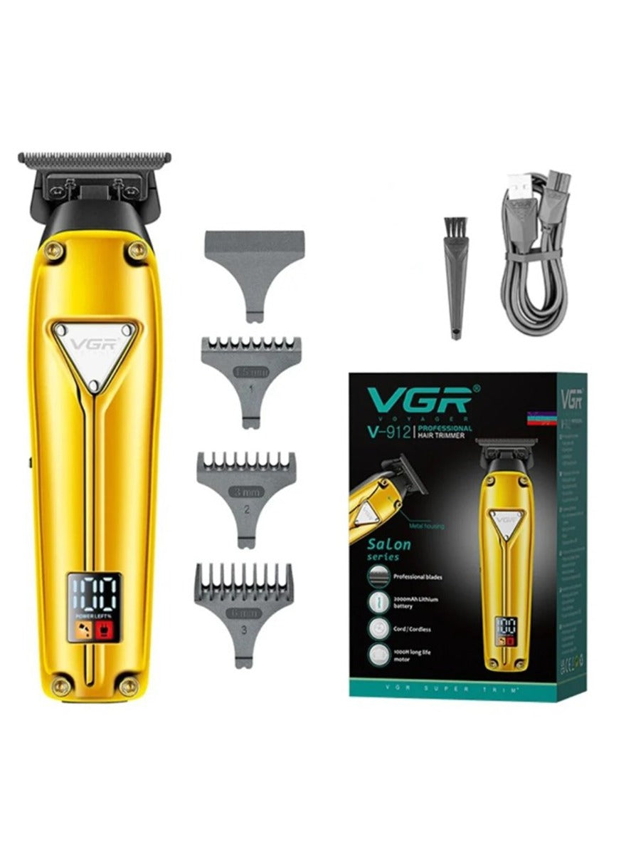 VGR Professional hair clipper designed for men, features a powerful 5W motor and a 2000mAh lithium battery, suitable for both professionals and beginners, the clipper uses high quality ceramic blades Model V-912