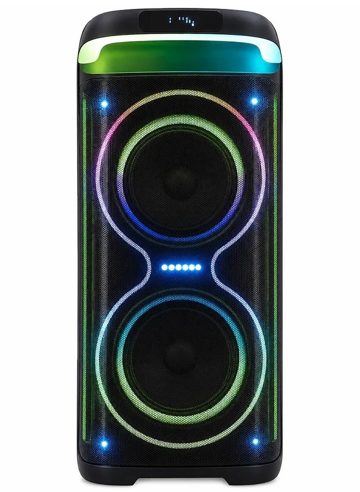 V-2875 Portable Bluetooth Speaker, Double 8-Inch Wireless Party Speaker with Powerful Bass, Rechargeable Karaoke Speaker