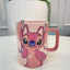 Stitch Angle Ceramic Mug 450ml, Cute Cartoon Coffee Mug, Large Capacity Ceramic Tea Cup with Vibrant Character Design, G