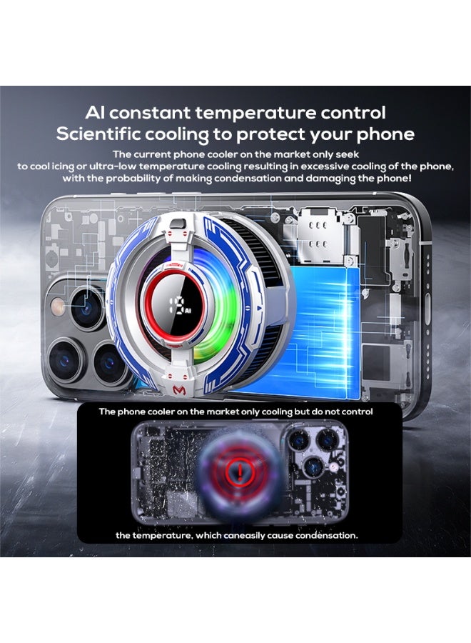 CX16 Mobile Phone Cooler with Digital Temperature Display – Semiconductor Gaming Cooling Fan, AI & Frozen Cooling Modes,