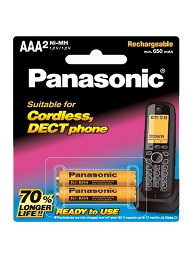 بطاريات Panasonic AAA قابلة لإعادة الشحن 2 قطعة أسود