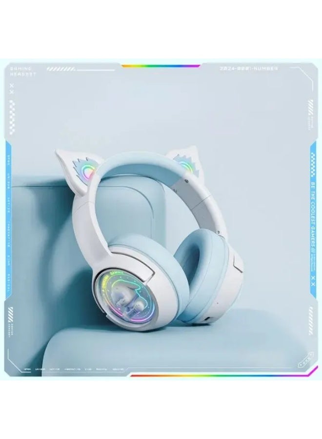 KUKU Rabbit Wireless Gaming Headset – Tri-Mode 2.4GHz, Bluetooth 5.3 & Wired, 50mm Hi-Fi Drivers, Noise-Cancelling Micro