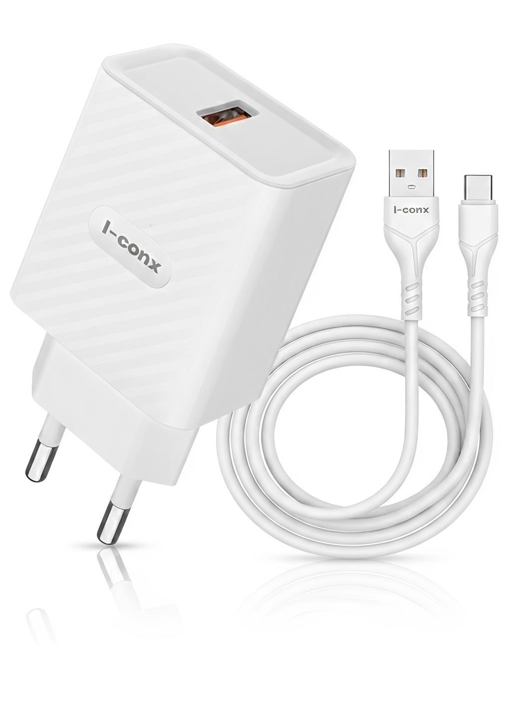 IC-03 25W QC 3.0 Fast Wall Charger with USB-C Cable – Qualcomm Quick Charge 3.0 USB-A Charging Adapter, Smart Fast Charg