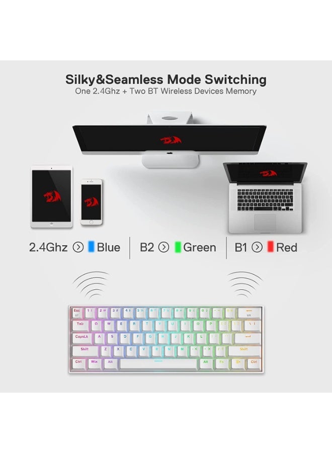 كيبورد جيمنج Redragon K530W RGB PRO ميكانيكال مفاتيح حمراء أبيض