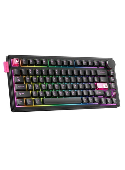 MT706 Tri-Mode RGB Mechanical Gaming Keyboard with 81 Keys & Control Knob, 2.4GHz Wireless, Bluetooth & Wired Type-C Con