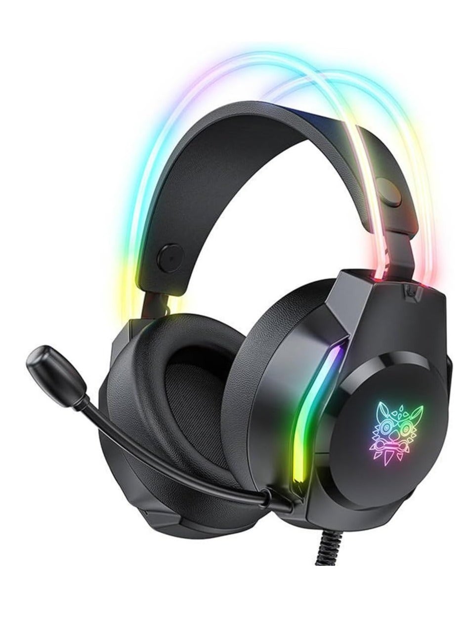X26 Wired Gaming Headset, Professional Over-Ear Headphones with HD Stereo Surround Sound, Noise Cancelling Microphone, R