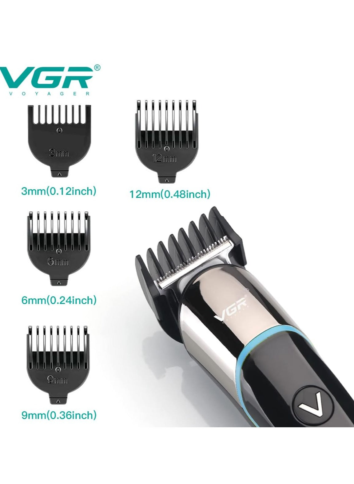 VGR V-291 Professional Rechargeable Turbo Function Cordless Beard/Hair Trimmer Kit With Guide Comb, Usb Charging Cord For Men