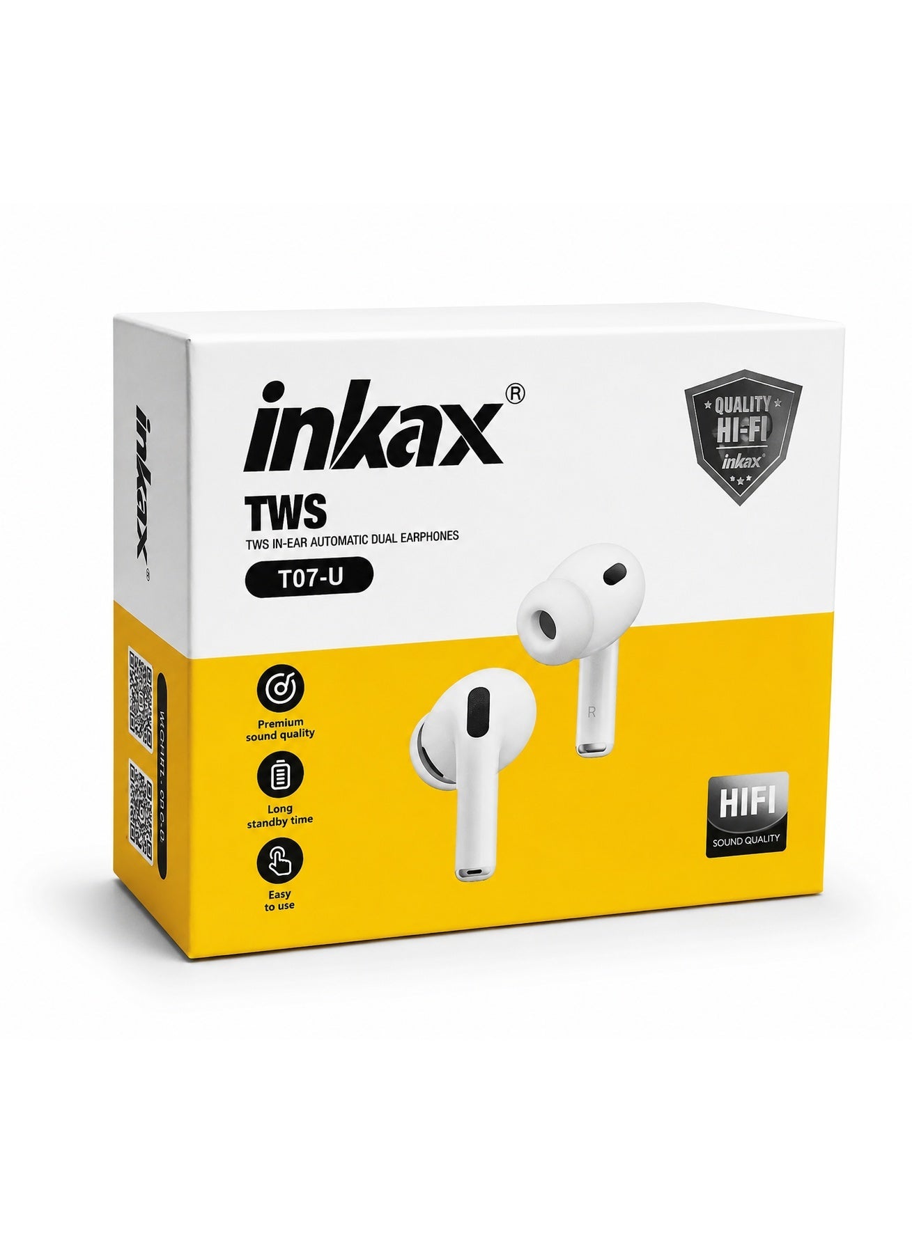 T07-U True Wireless Bluetooth Earbuds with Hi-Fi Stereo Sound, In-Ear TWS Headphones, Automatic Pairing, Built-In Microp