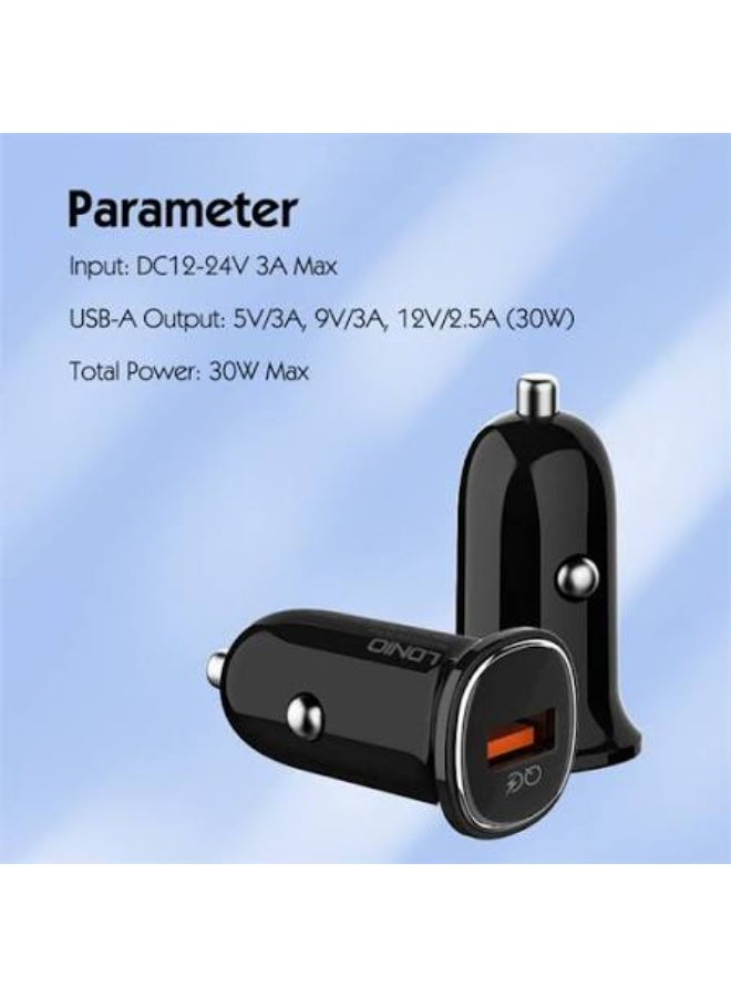 30W PD Super Fast Car Charger with USB-C to Lightning Cable, Power Delivery PPS Fast Charging Adapter for iPhone, Samsun