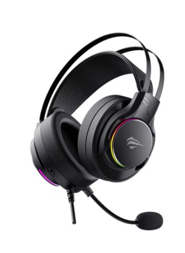 havit Gaming Headphone (RGB) , Model H2007U , 50MM Dynamic unit, Surround Sound Wired (3.5mm audio +1.7 USB) , Headphone With Noise Cancelling Microphone & In-Line Volume Control for pc and lap top , home , office and perssonal use