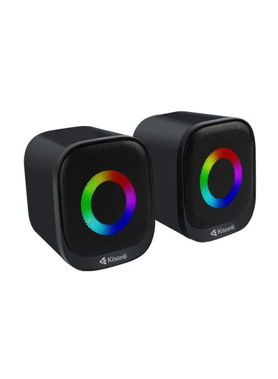 Kisonli Wired RGB Multimedia Speaker for PC and Laptop – 3W / 2.0 Channel X3
