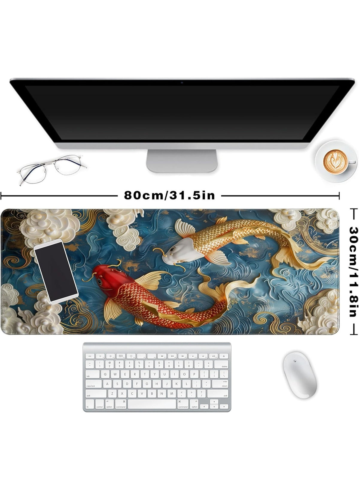 Long Gaming Mouse Pad Extended Anime Large Desk Pad with Non-Slip Base Full Keyboard Mat with Stitched Edges for Gaming 