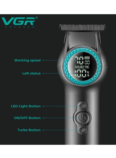 VGR V-990 Ultra-Premium Zero Gapped Professional 8000 RPM 2 Speed Hair Trimmer Ceramic & Powder Metallurgic Blade Digital Display 2000mAh Lithium battery Cord/Cordless type-C USB charge 200 Min