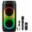 V-2895 Double 8-Inch Portable Bluetooth Party Speaker, Rechargeable Battery, Powerful Bass, LED Flame Lights, Karaoke Mi