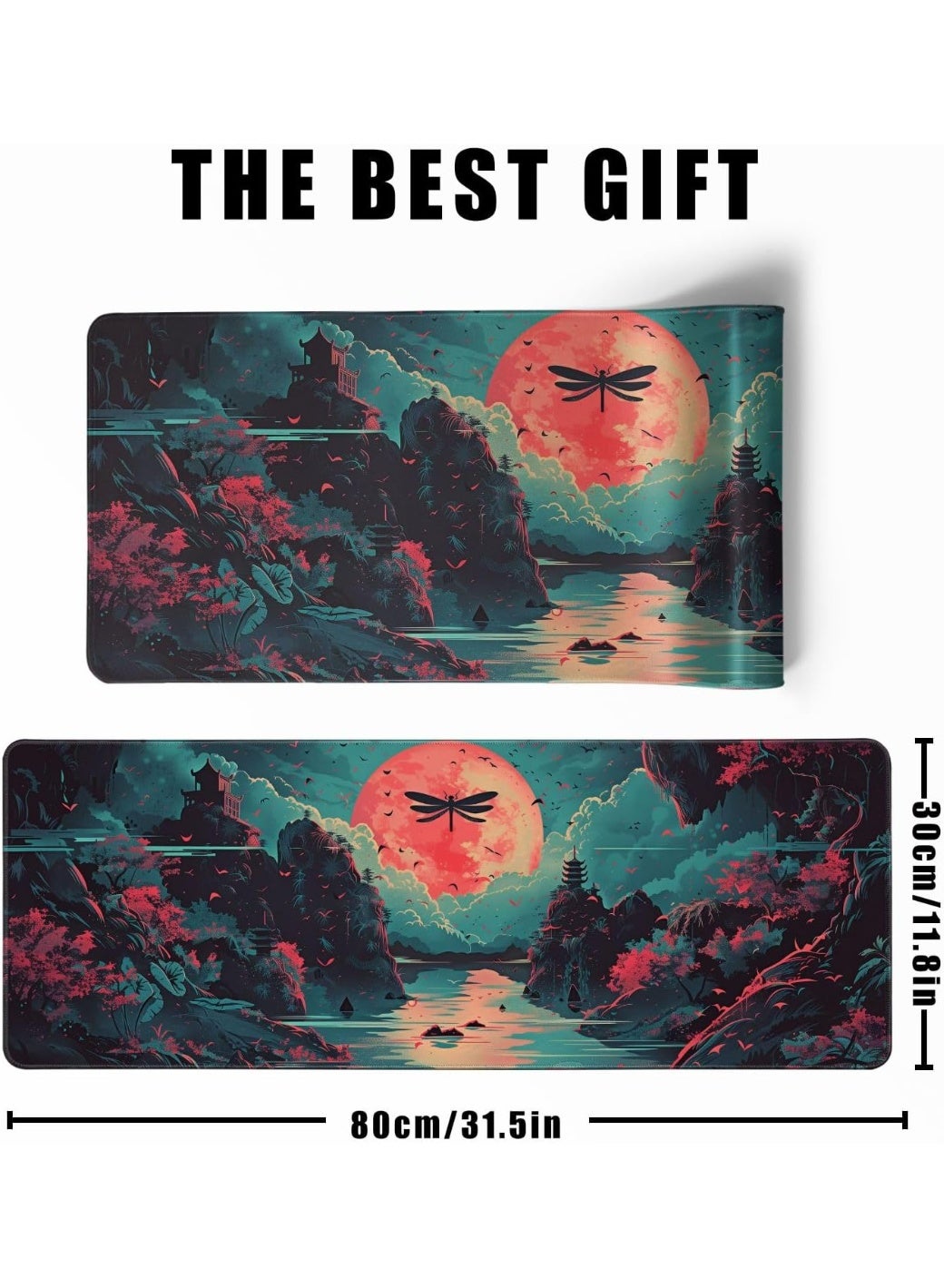 Japanese Desk Mat Riverside Full Moon Desk Pad Psychedelic Mlarge , Mouse Pad Dragonfly Gaming Mousepad Extended Large K