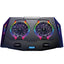 Standard Laptop Cooler Support ICE-07 With RGB Cool Light in both sides - 7 flowing lights mode , LCD Screen - 2 Fans Multi-Gear - Multi Angle , 2USB ports & 5 Levels And mobile phone holder , Foldable Anti-Skid Baffle ( 461*294*52mm )