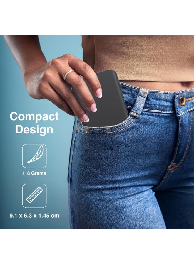 V28 5000mAh Portable Power Bank with USB-C Power Delivery, Dual USB Output, Fast Charging External Battery Pack, Compact