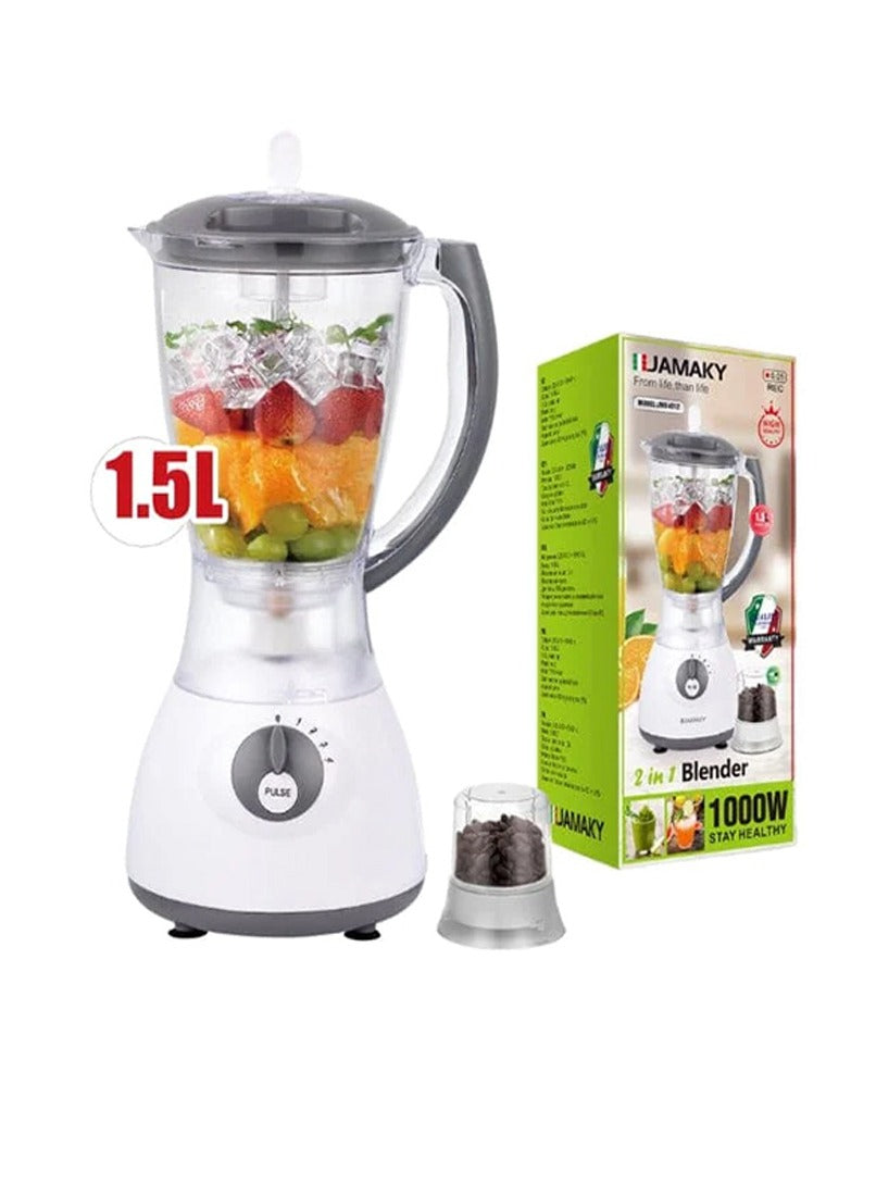 JAMAKY Italy Multifunctional 2in1 Blender, 1000W - JMK4012 , White Gray