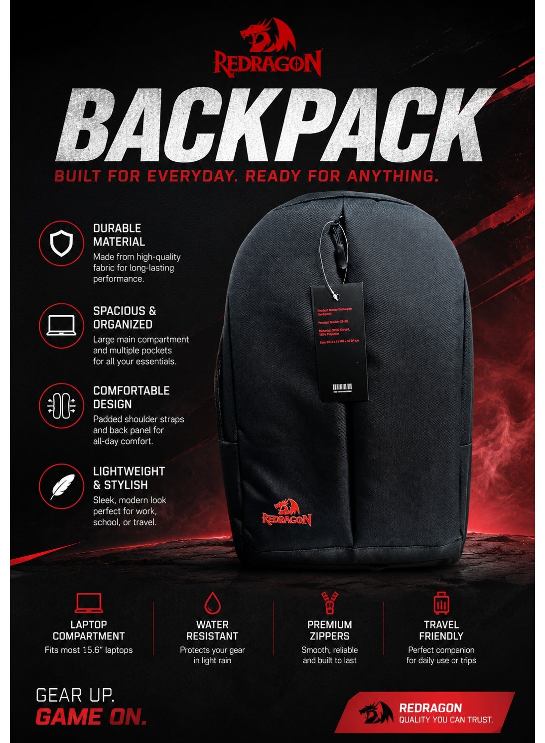 الجيوب الداخلية لحقيبة لابتوب Redragon