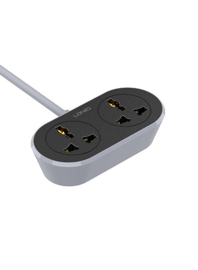 SC2018 Universal Extension Power Socket 2 Outlet , 10A 2500W Heavy Duty Power Strip with 5M Cable, US/EU/UK Plug Support