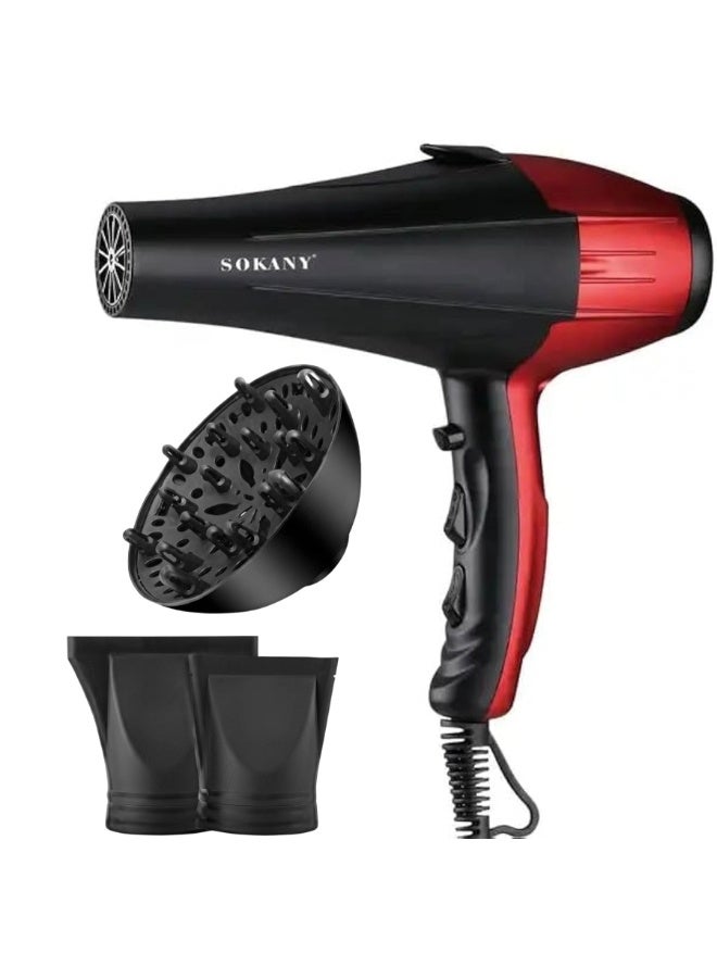 سشوار احترافي sokany SK-14010 قوة 2000W موتور قوي أسود أحمر