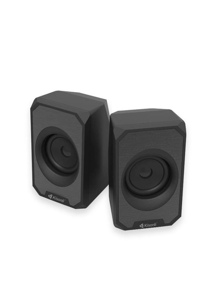 Kisonli Wired Multimedia Speaker for PC and Laptop – 3W / 2.0 Channel | Black KS-04