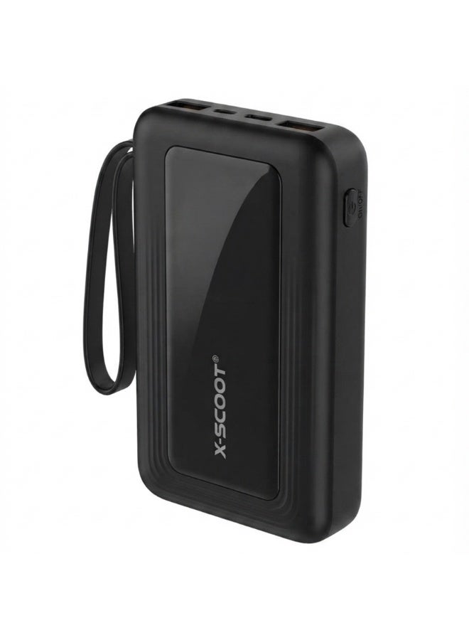 XS-420 Fast Charging Power Bank 10000mAh – Portable Battery Pack with Built-in Charging Cable, LED Display, Smart Fast C