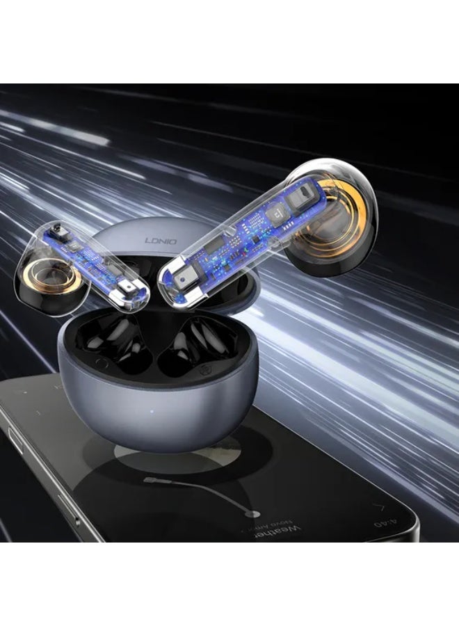 Wireless Bluetooth 5.3 Semi-In-Ear Earbuds with Charging Case, Low Latency Gaming Earphones, HD Stereo Hi-Fi Sound, Nois