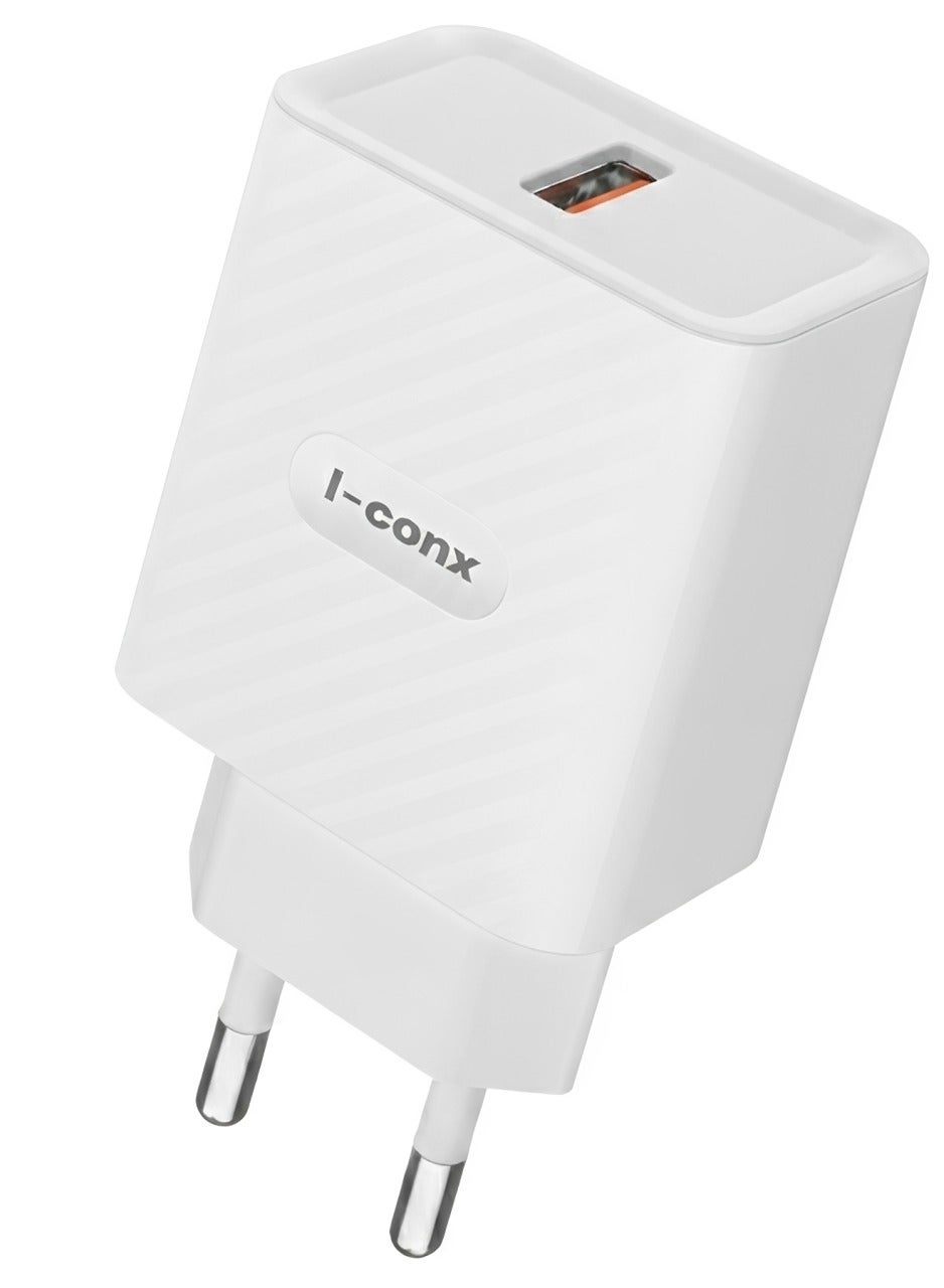 IC-03 25W QC 3.0 Fast Wall Charger with USB-C Cable – Qualcomm Quick Charge 3.0 USB-A Charging Adapter, Smart Fast Charg